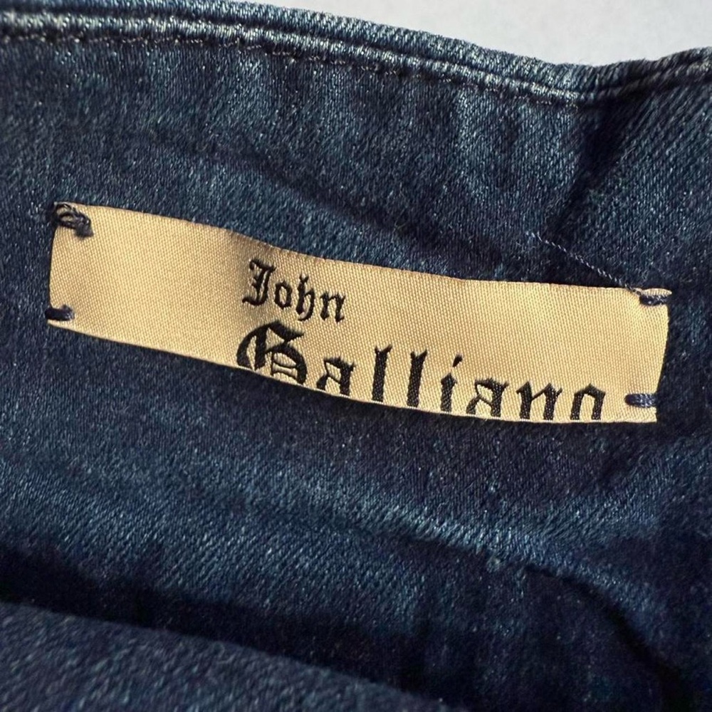 John Galliano Newspaper Print Denim Skirt
